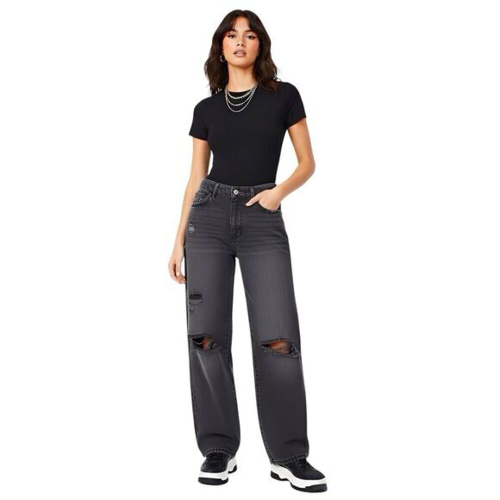 Forever 21 Womens Sz 27 Jeans Y2K Grunge Distressed Ripped Gothic Streetwear